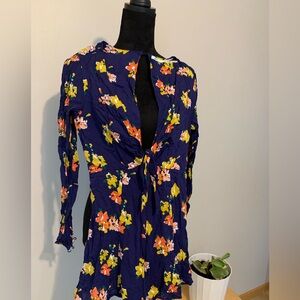 Floral Long Sleeve Romper Dress